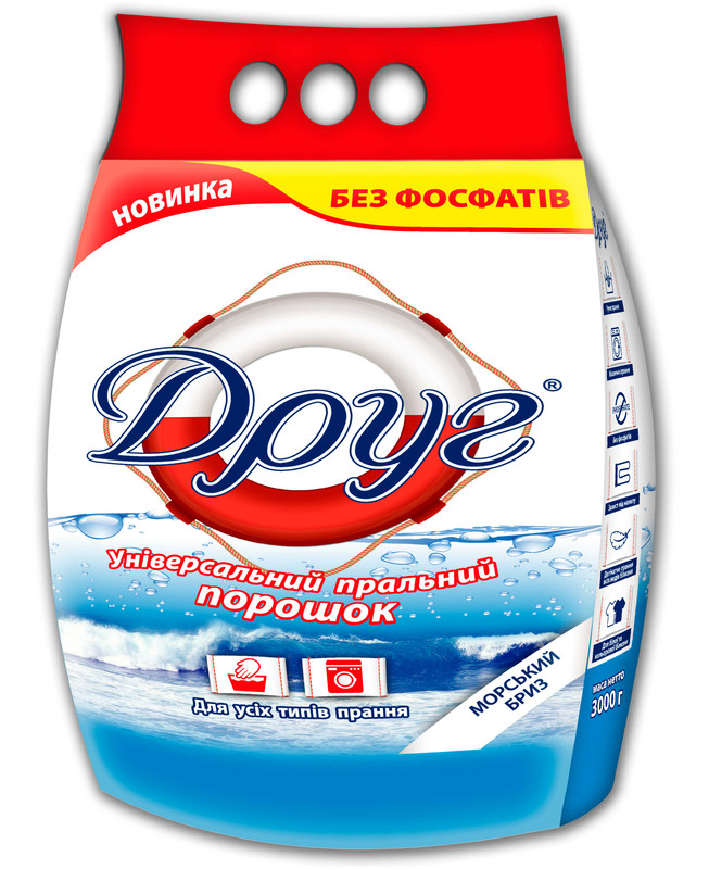 Порошок пральний ДРУГ Морський бриз, універсальний, 3кг